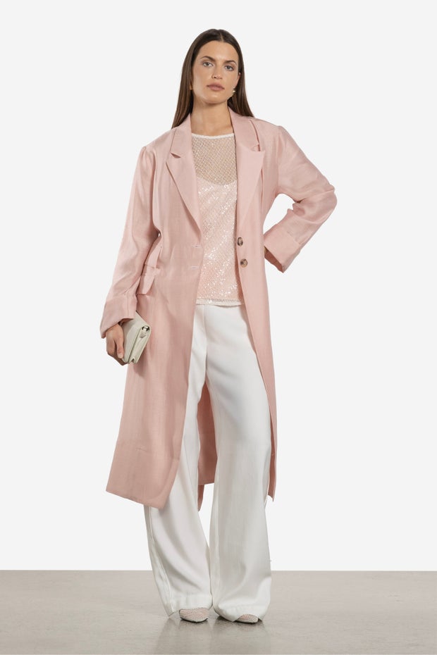 Lola Sheer Trench Coat in Pink