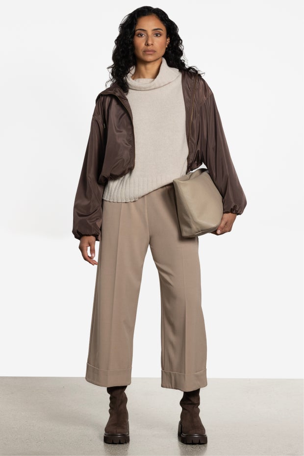London Wide Leg Cropped Pant in Neutral