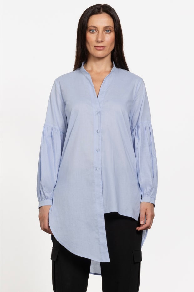 Lorenzo Asymmetric Cotton Shirt in Blue
