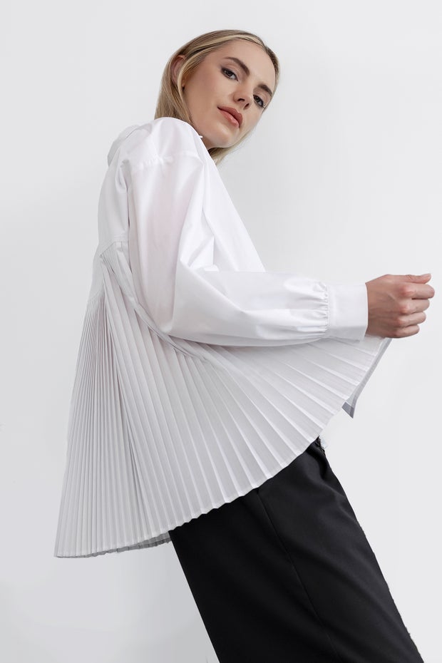 Louis Pleated Shirt in White
