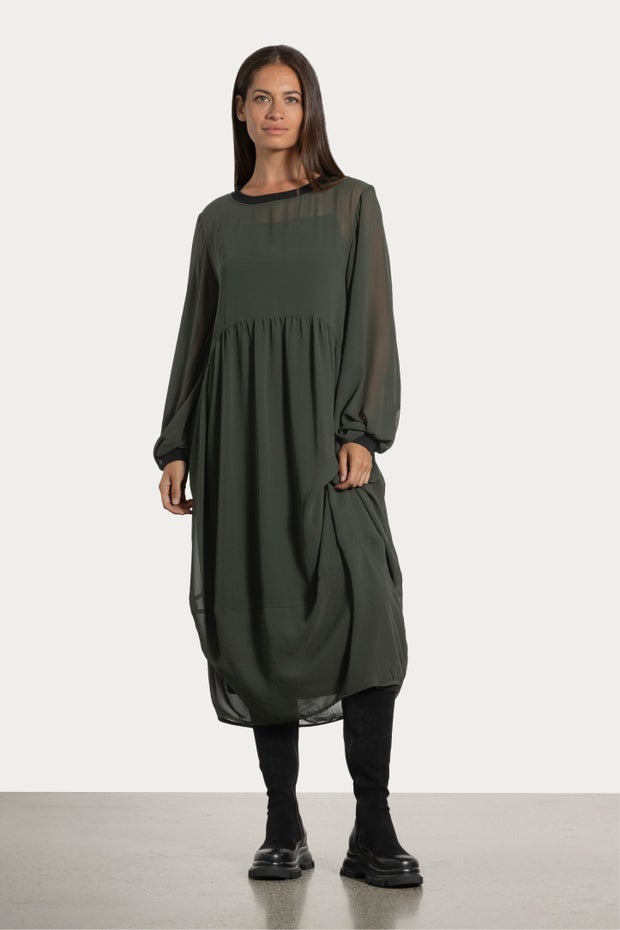 Lucien Bubble Hem Dress in Green