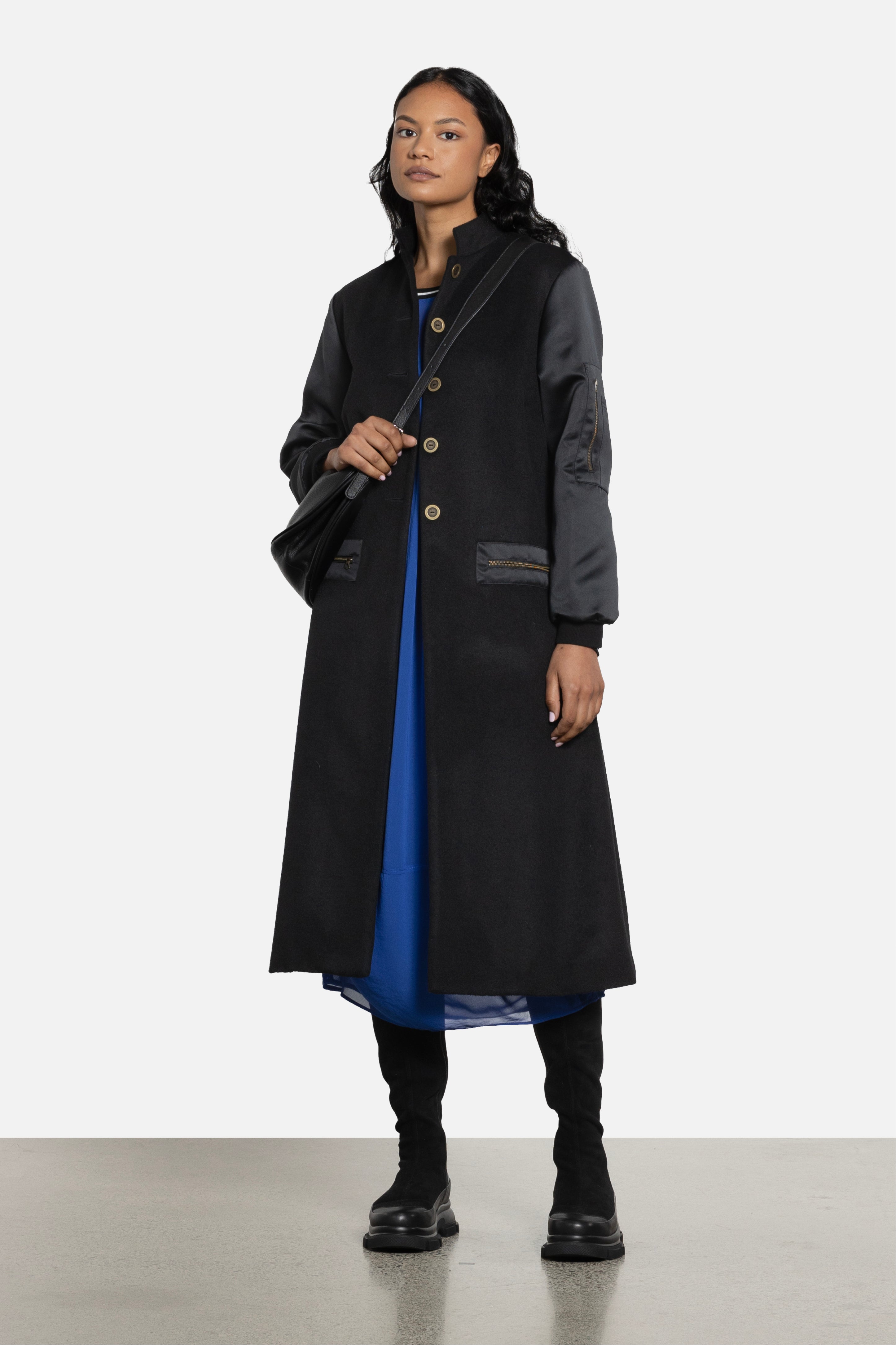 Lucy Semi Sheer Long Sleeve Dress Slip in Blue Repertoire