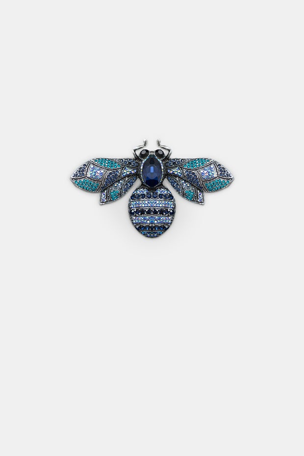 Luna Bee Brooch in Blue