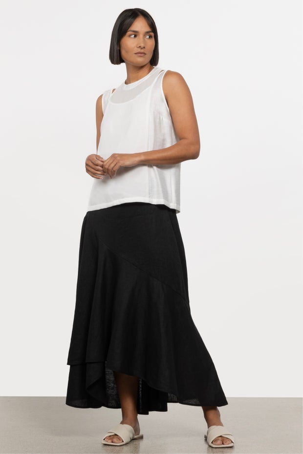 Lynn Linen Skirt in Black