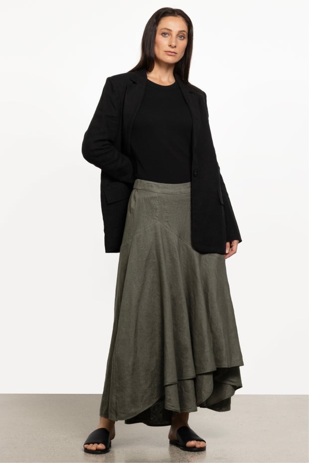 Lynn Linen Skirt in Green
