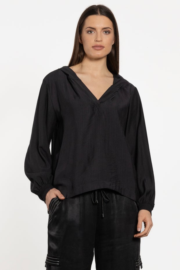 Lyon Hood Top in Black