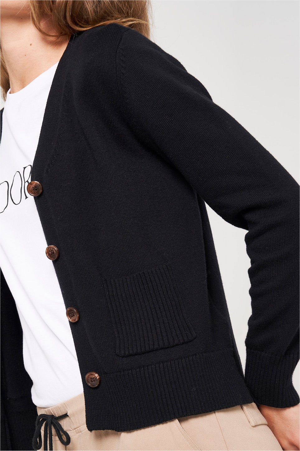 Macee Cropped Knit Cardigan in Black