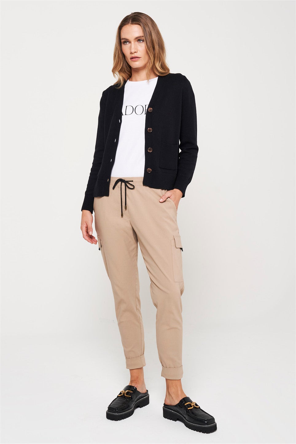 Macee Cropped Knit Cardigan in Black