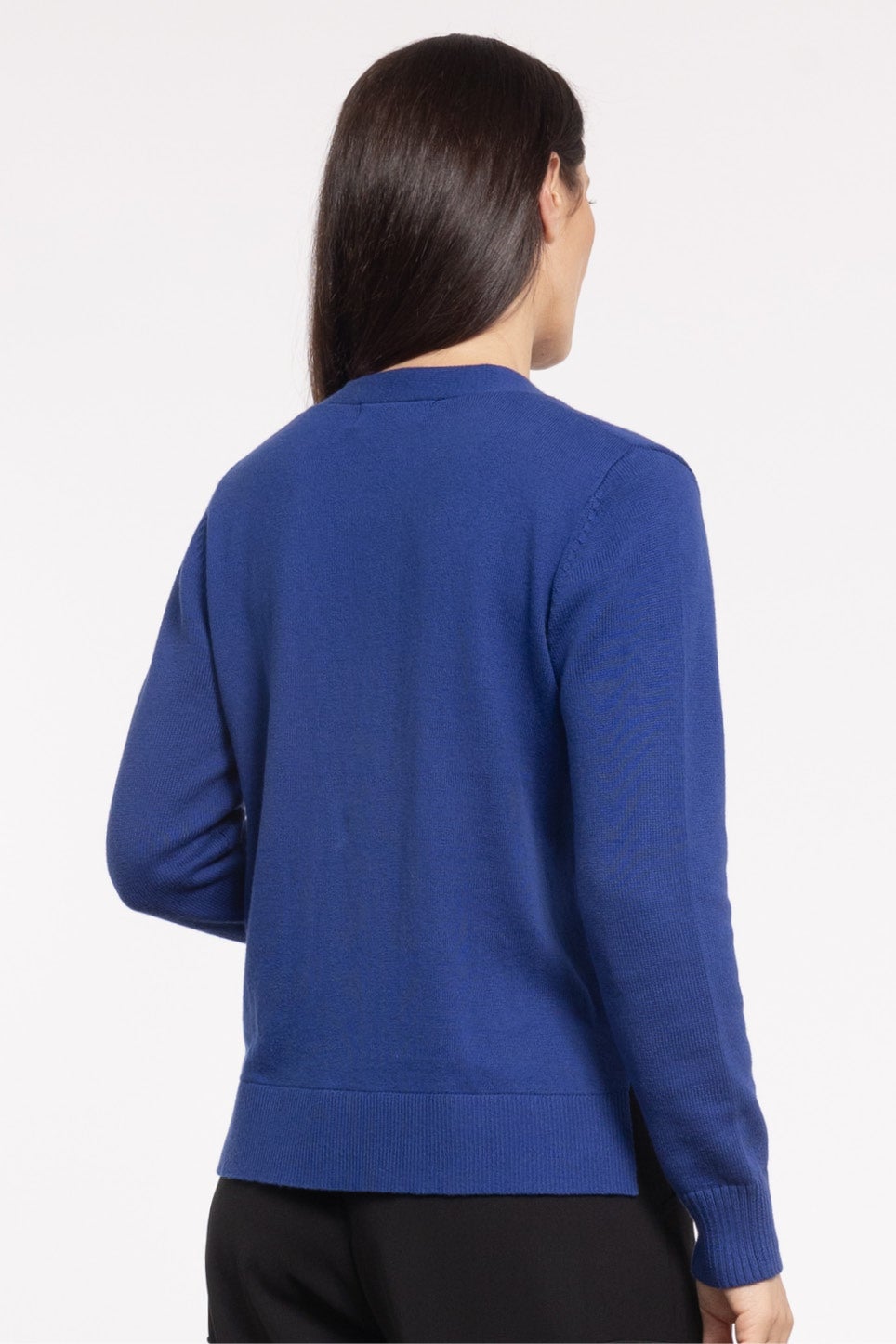 Macee Cropped Knit Cardigan in Blue
