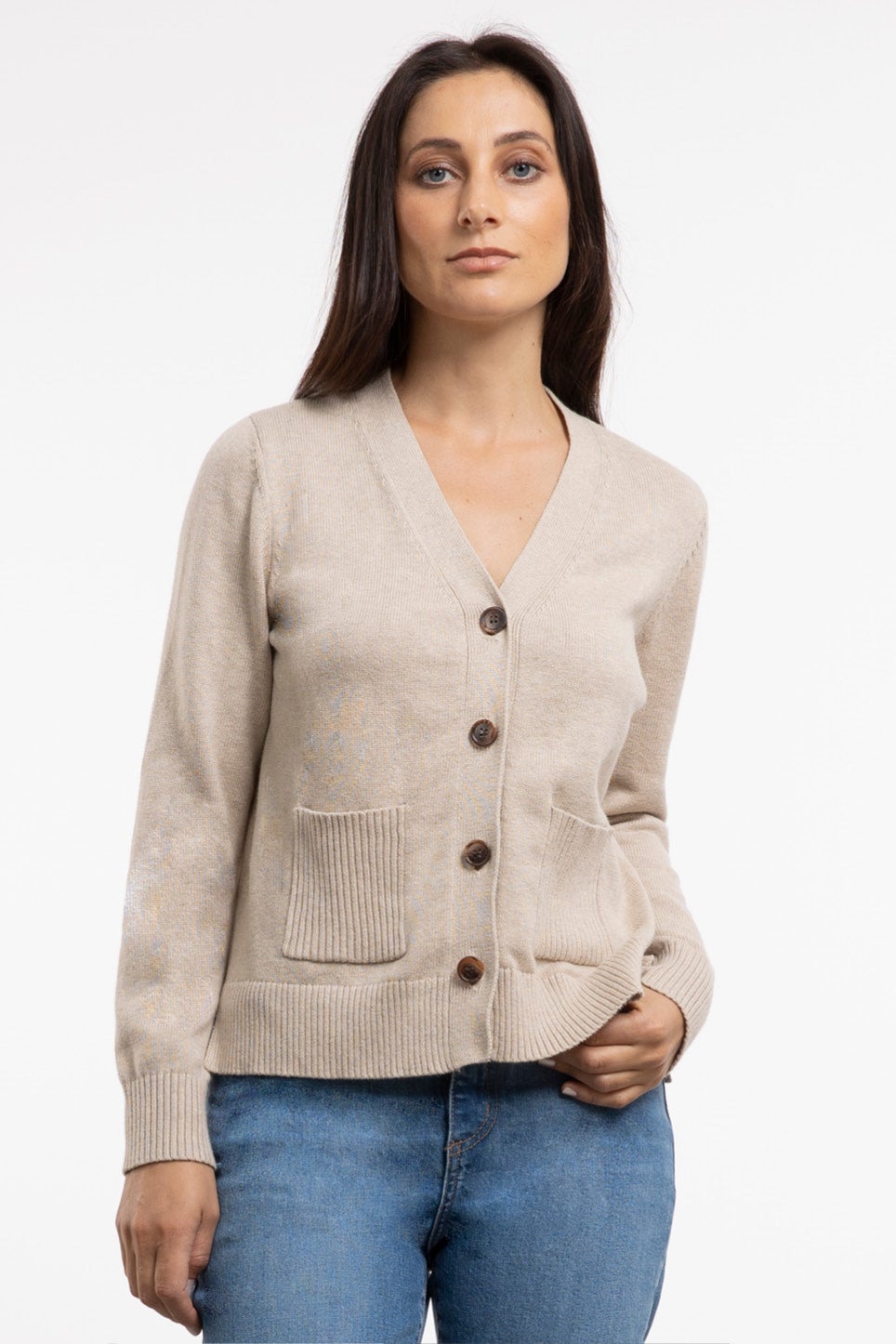 Macee Cropped Knit Cardigan in Neutral