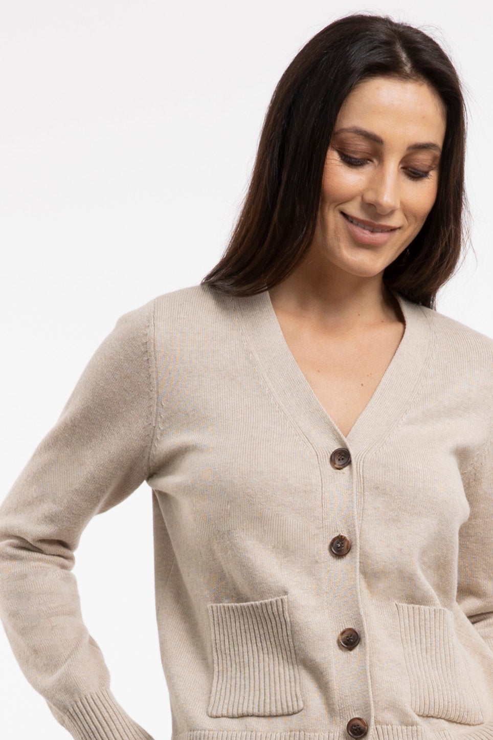 Macee Cropped Knit Cardigan in Neutral