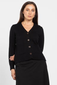 Macee Cropped Knit Cardigan in Black