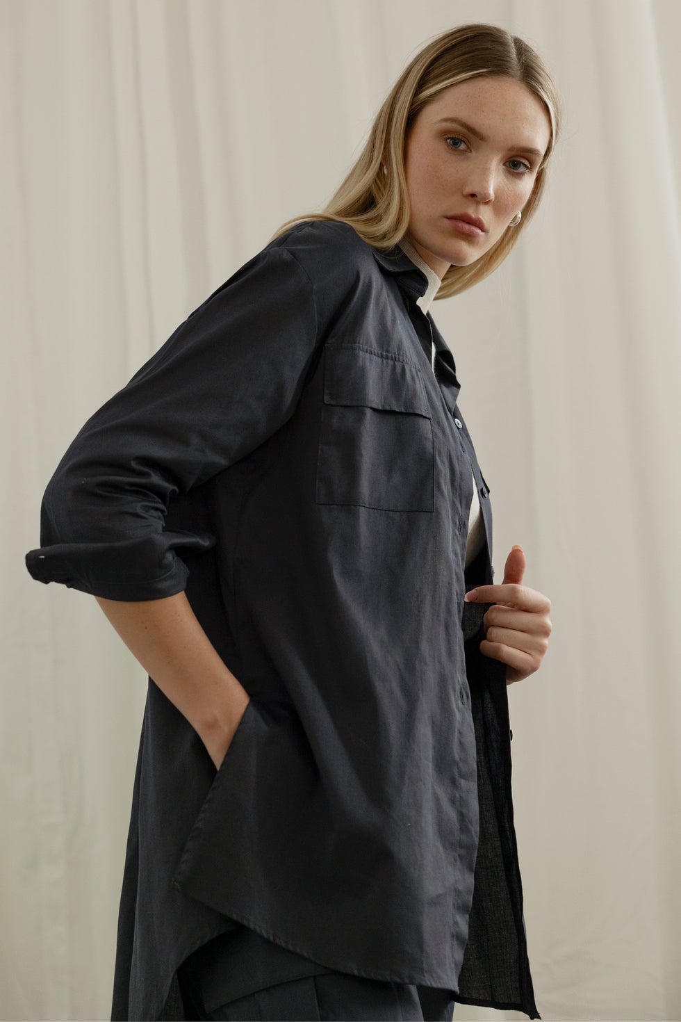 Madrid Oversized Shirt in Blue
