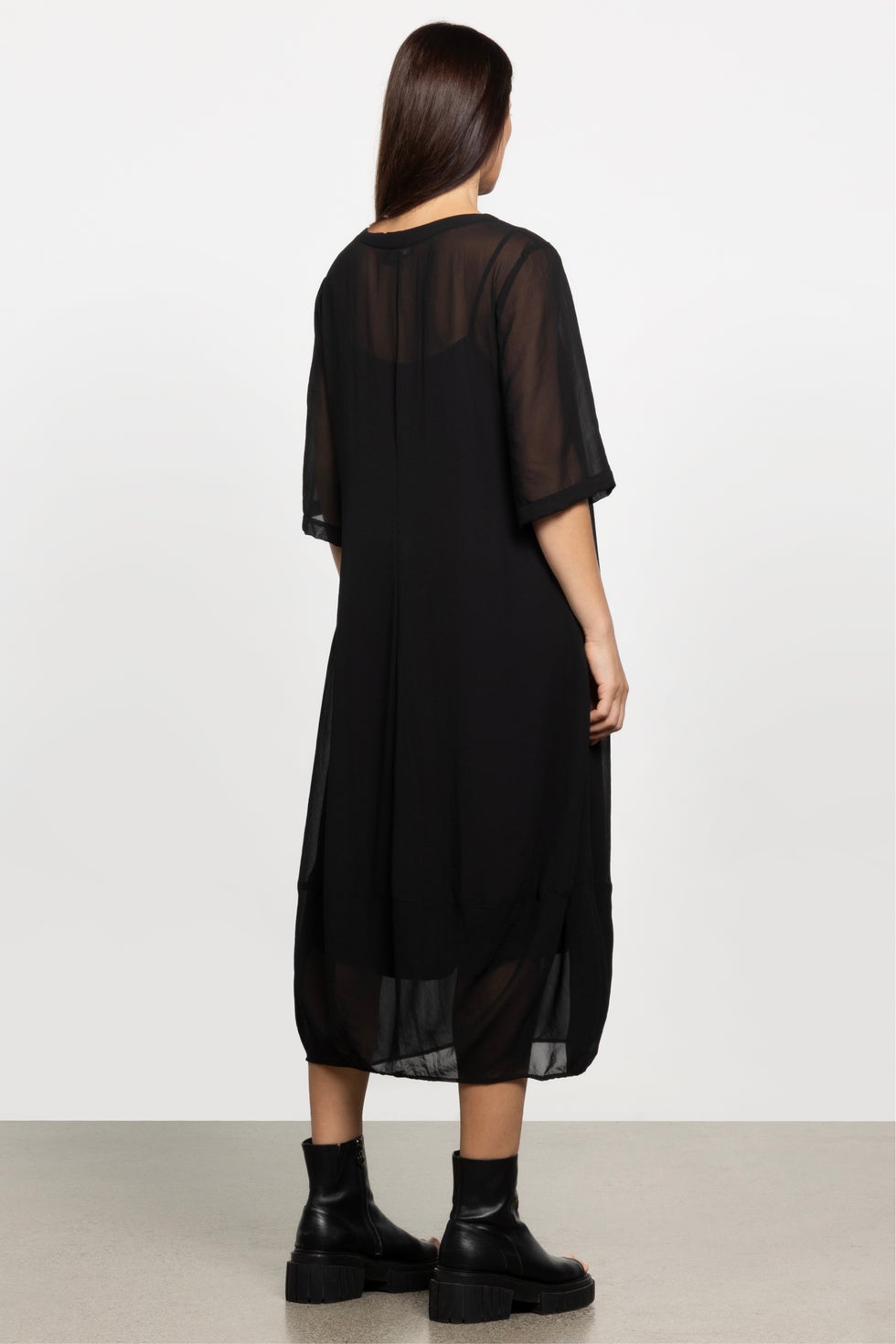 Maison Chiffon Midi Dress in Black
