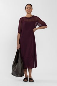 Maison Chiffon Midi Dress in Purple