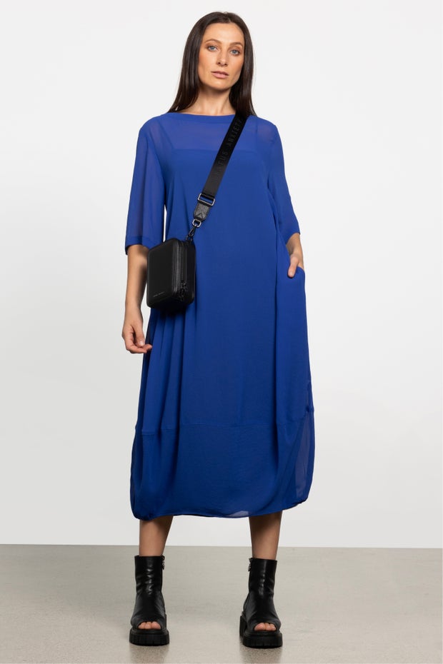 Maison Chiffon Midi Dress in Blue