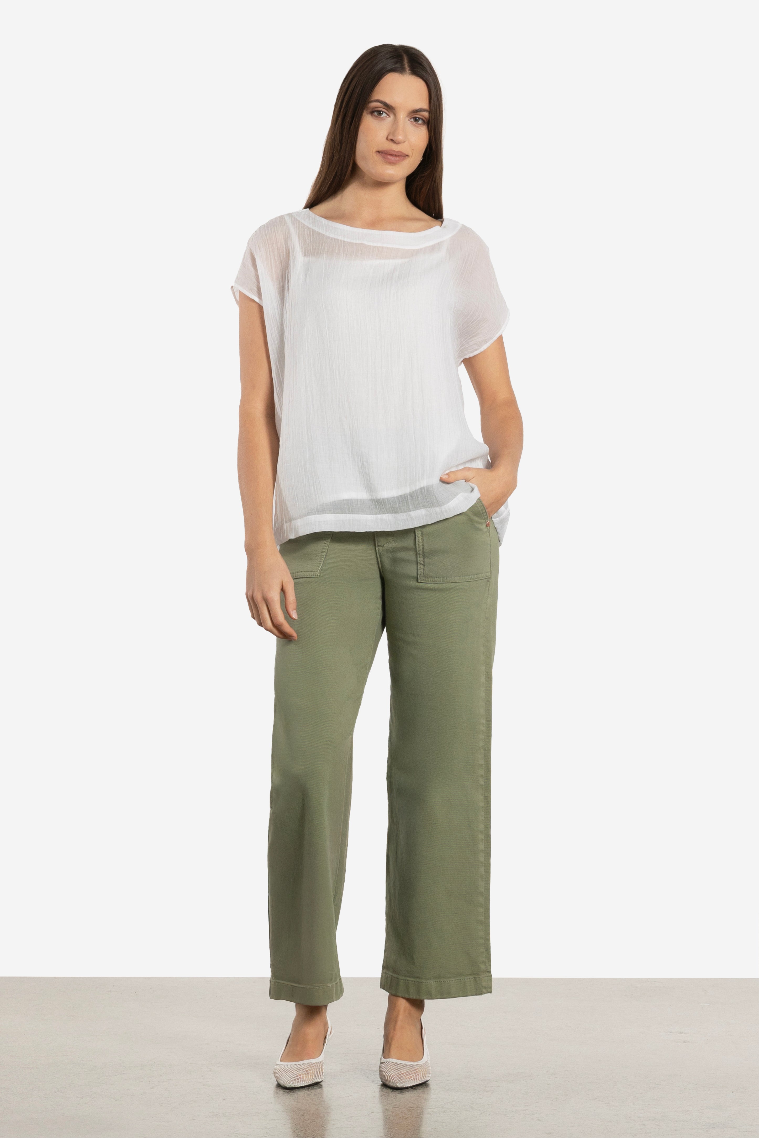 Marfa High Waist Stretch Denim Jean in Green DRICOPER Repertoire