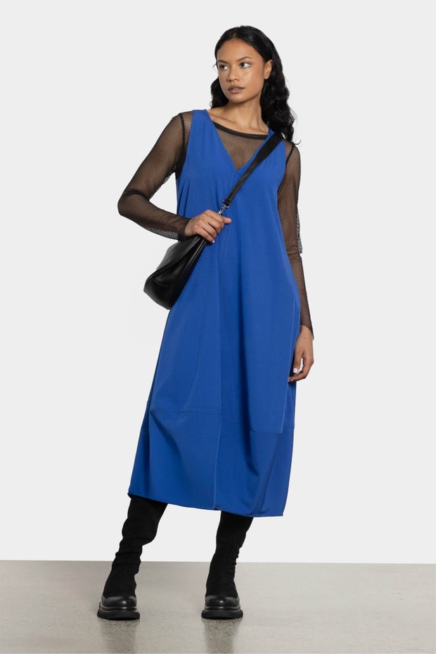 Marianne V-neck Sleeveless Dress in Blue