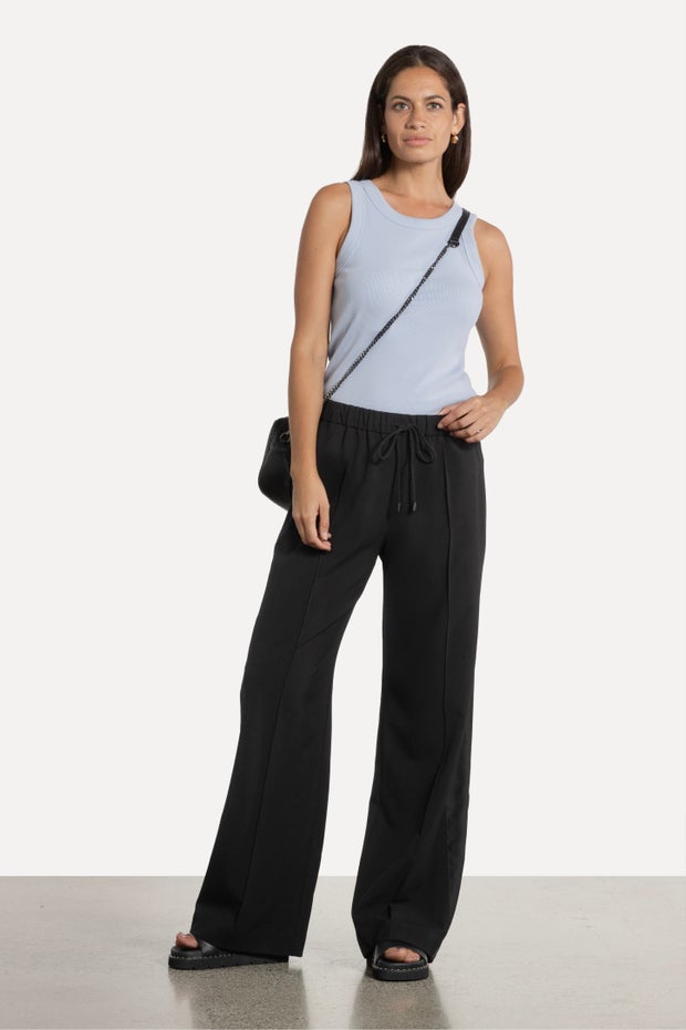 Maverick Wide Leg Side Stripe Pant in Black