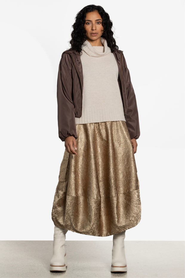 Mazdyn Lined Long Skirt in Metallic