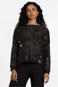 Mercury Long Sleeve Semi-sheer Top in Print