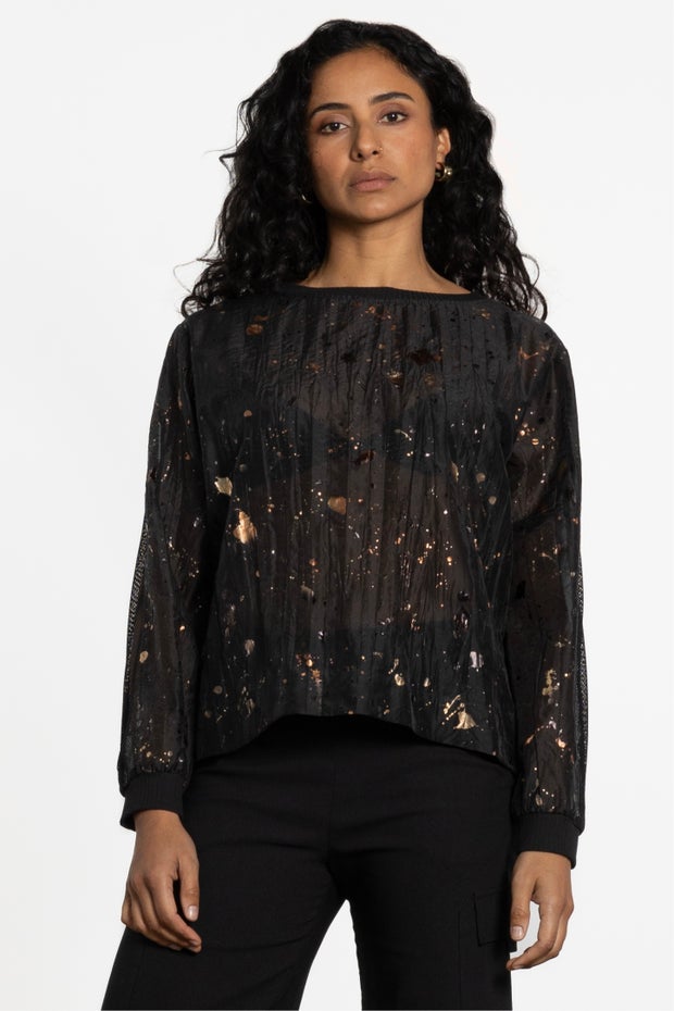 Mercury Long Sleeve Semi-sheer Top in Print