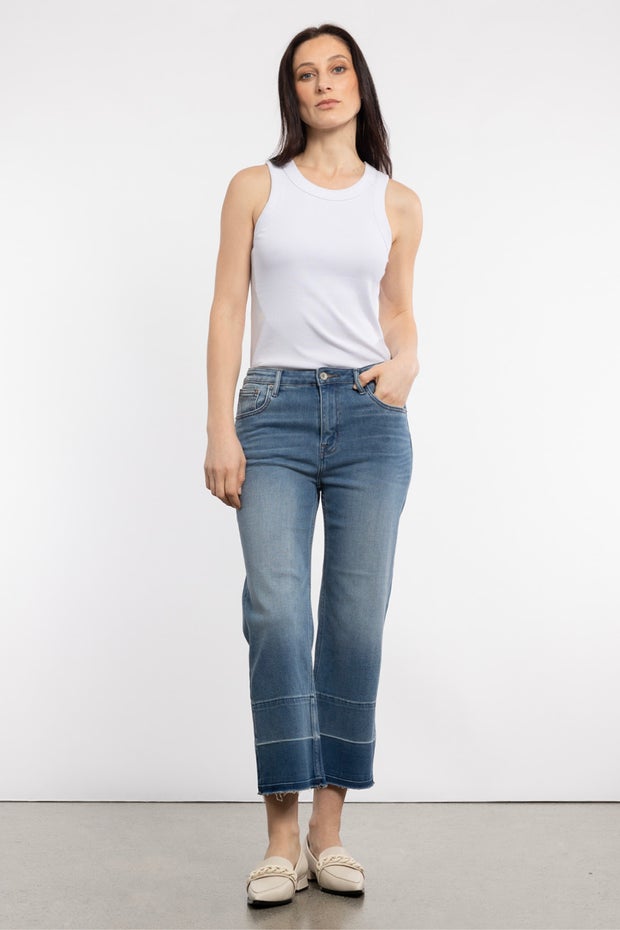 Mia High Rise Denim Culottes in Blue