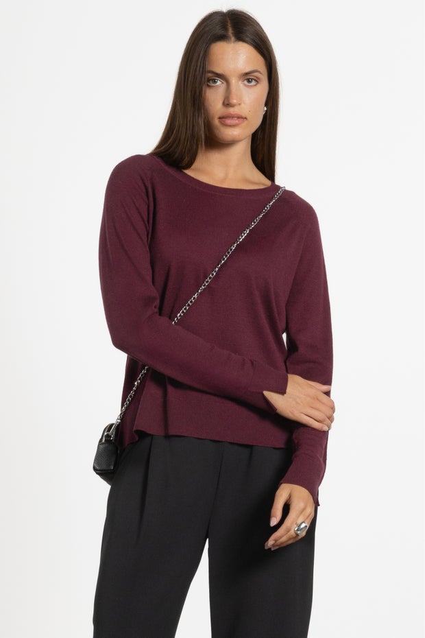 Micah Wool & Silk Knit Top in Purple