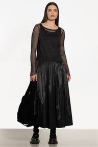Miri Taffeta Skirt Sleeveless Dress in Black