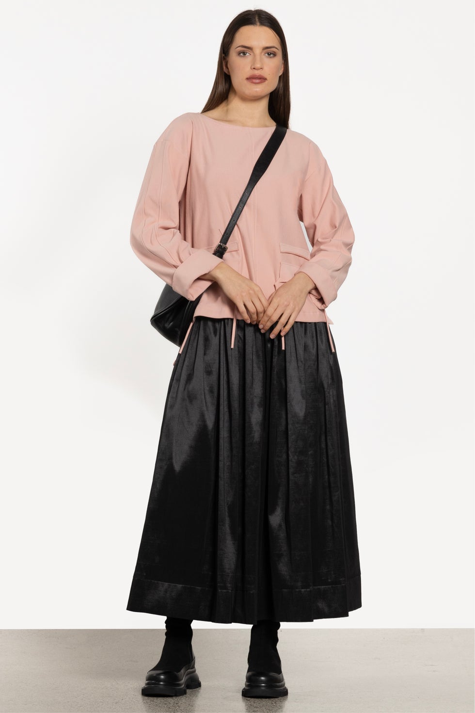 Miri Taffeta Skirt Sleeveless Dress in Black