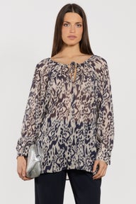 Mollina Long Sleeve Semi Sheer Blouse in Print