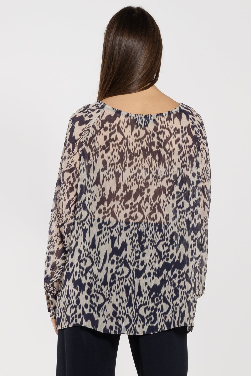 Mollina Long Sleeve Semi Sheer Blouse in Print