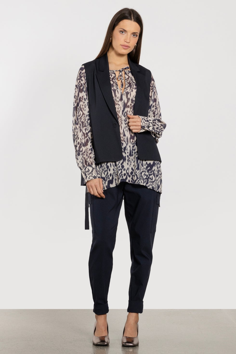 Mollina Long Sleeve Semi Sheer Blouse in Print