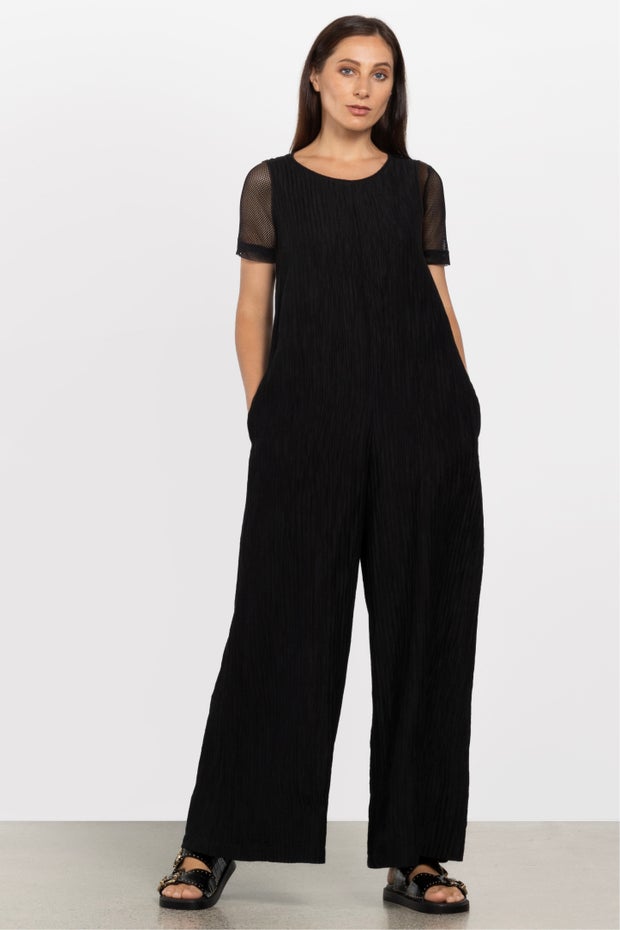 Molly Crush Pleated Jumpsuit in Black