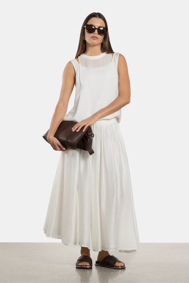 Mona Long Skirt in White