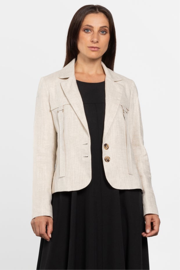 Moni Linen Blend Jacket in Neutral
