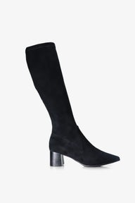 Monica Knee High Pointed Toe Boot in Black