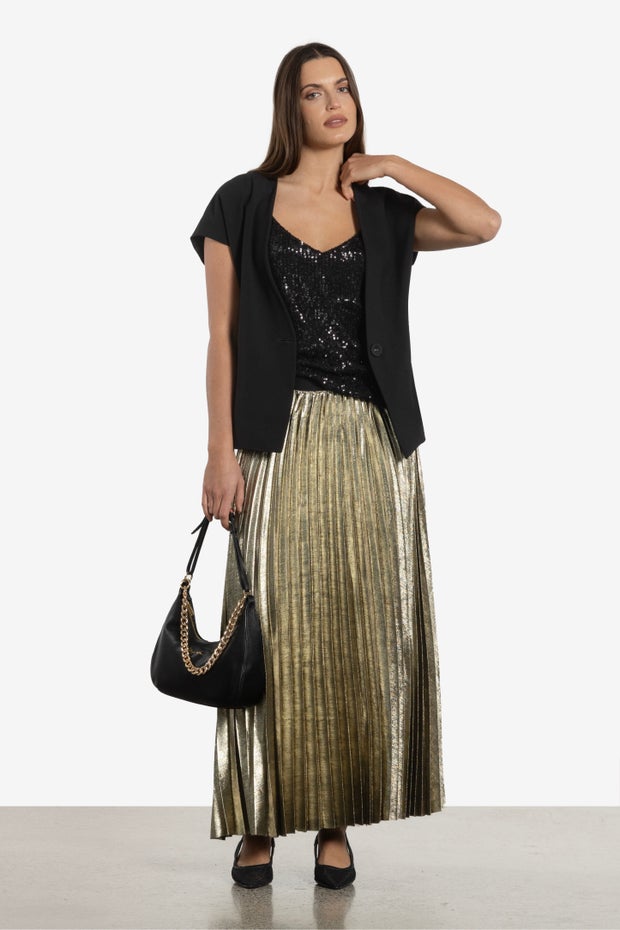 Orin Sunray Pleated Skirt in Metallic