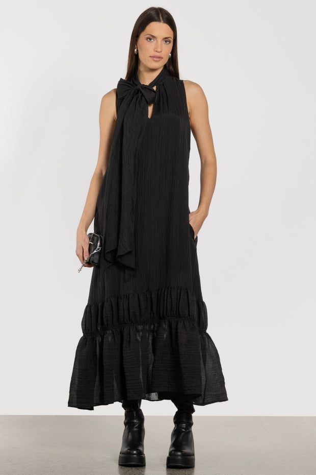 Orson Sleeveless Tiered Hem Dress in Black