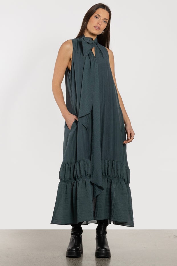 Orson Sleeveless Tiered Hem Dress in Green