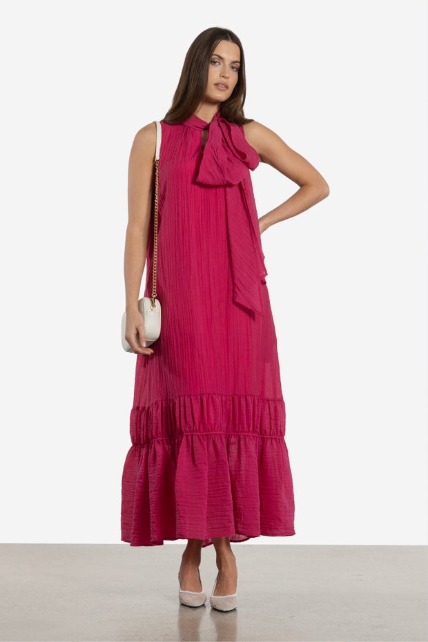 Orson Sleeveless Tiered Hem Dress in Pink