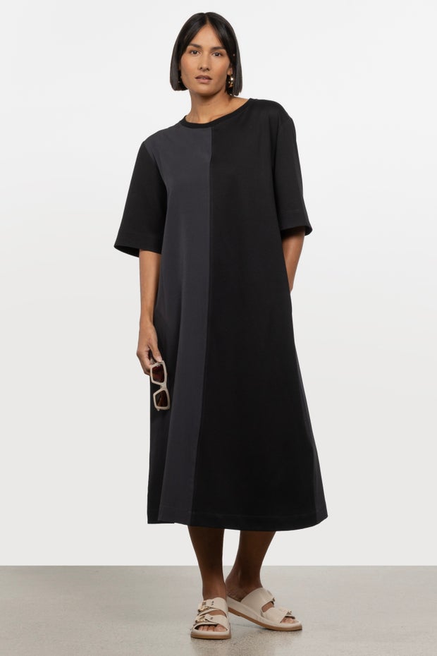 Ozi Long T-shirt Dress in Black
