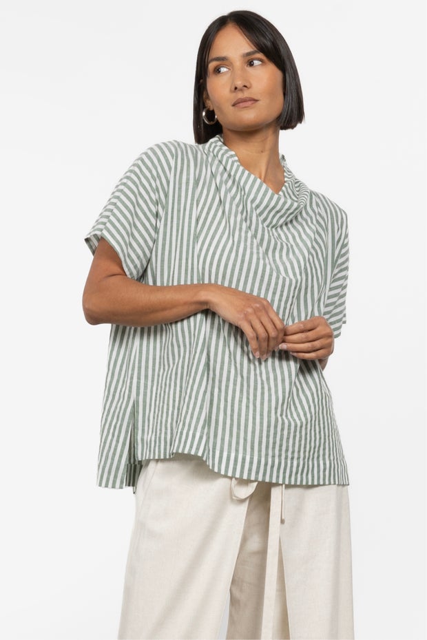 Pablo Cowl Neck Top in Green