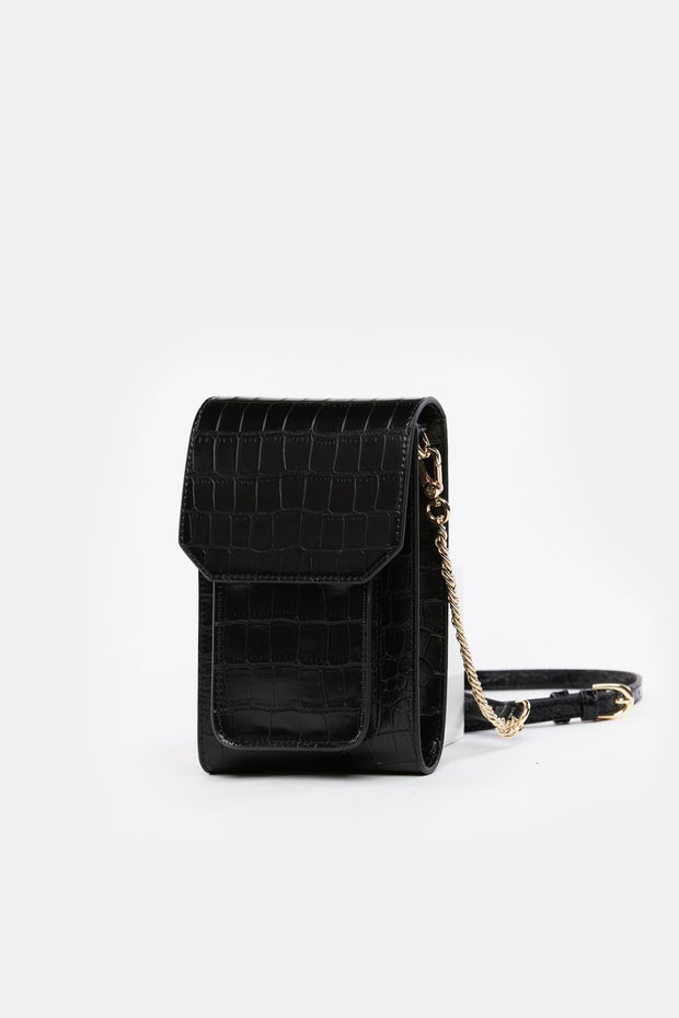Paloma Crossbody Phone Bag in Black