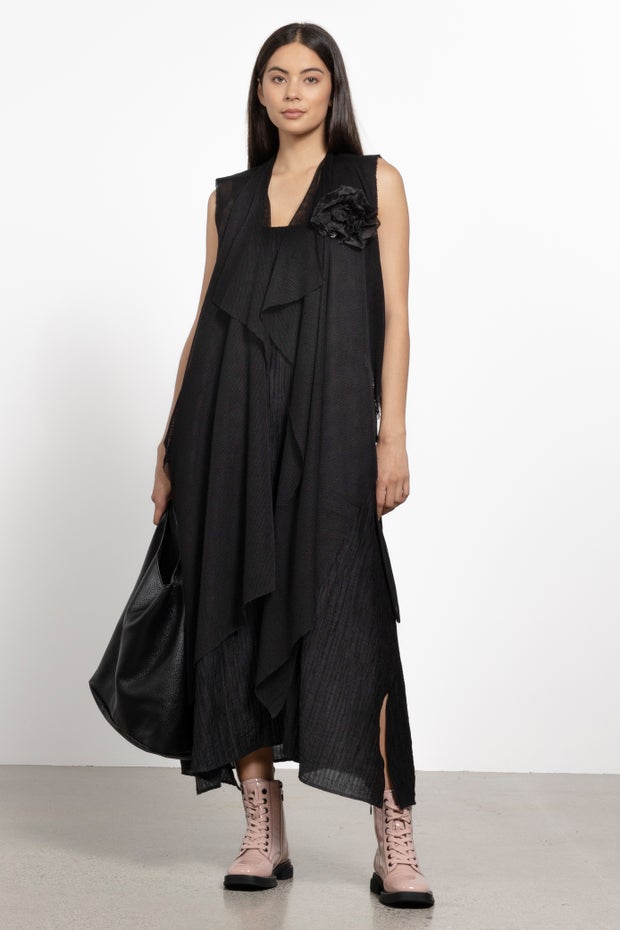 Pat Mesh Waistcoat in Black