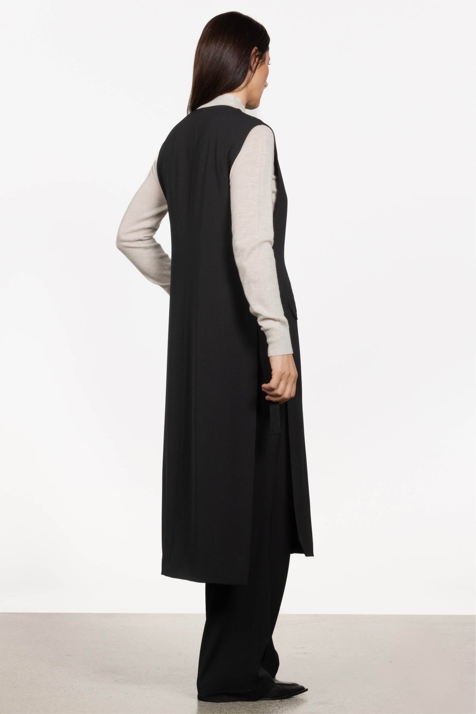 Peta Long Waistcoat in Black