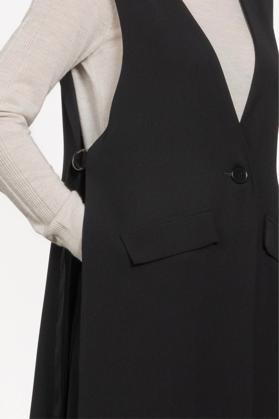 Peta Long Waistcoat in Black