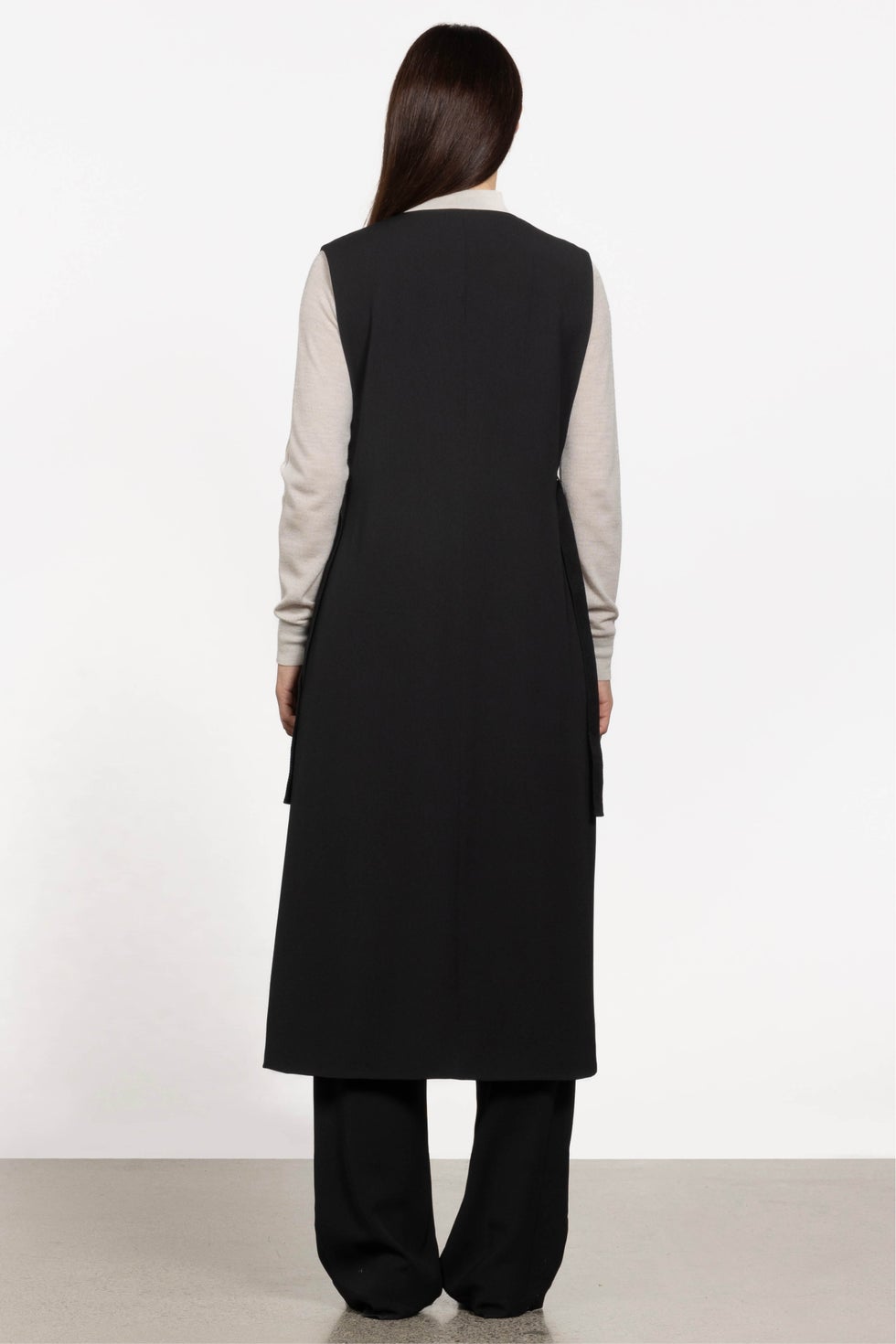 Peta Long Waistcoat in Black