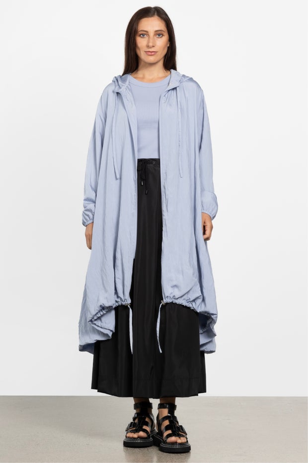 Pippa Long Hooded Parka in Blue