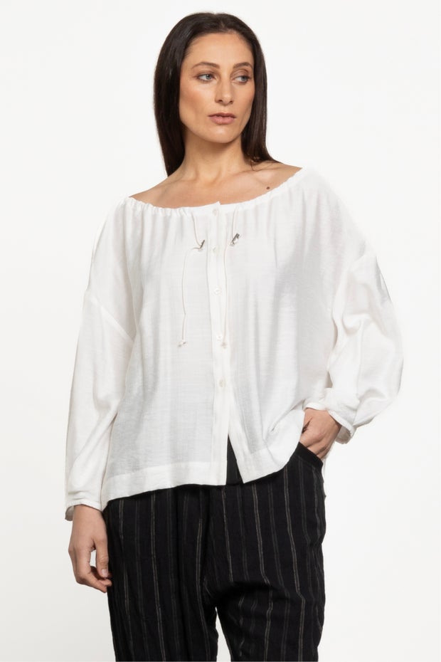 Pivot Drop Shoulder Top in White